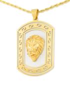 Legacy For Men By Simone I. Smith Lion's Head Two-tone 24 Pendant Necklace In Stainless Steel & Yellow Ion-plate