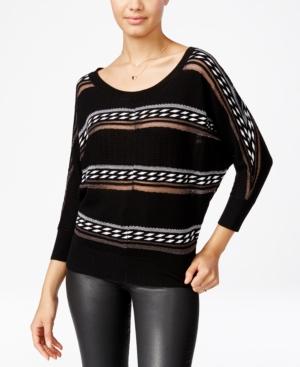 Xoxo Juniors' Striped Button-back Sweater
