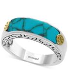 Effy Men's Manufactured Turquoise Ring (20 X 6mm) In Sterling Silver And 18k Gold