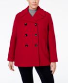 Calvin Klein Plus Size Wool-cashmere Double-breasted Peacoat, Only At Macy's