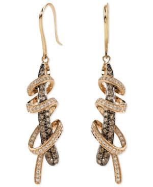 Le Vian White And Chocolate Diamond Swirl Earrings (1-1/6 Ct. T.w.) In 14k Rose Gold
