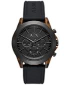 Ax Armani Exchange Men's Chronograph Black Silicone Strap Watch 44mm Ax2610