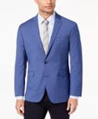 Kenneth Cole Reaction Men's Slim-fit Stretch Medium Blue Plaid Sport Coat