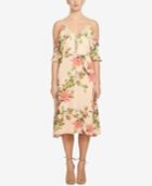 Cece Alice Floral-print Cold-shoulder Midi Dress