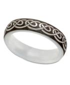Men's Ceramic Ring, White And Gray Swirl Ring