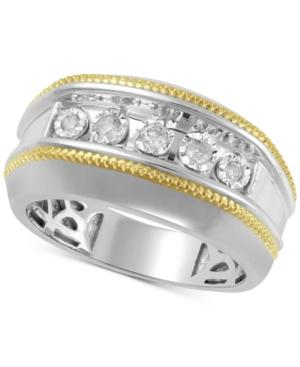 Men's Diamond Two-tone Ring (1/5 Ct. T.w.) In Sterling Silver & 14k Gold-plate