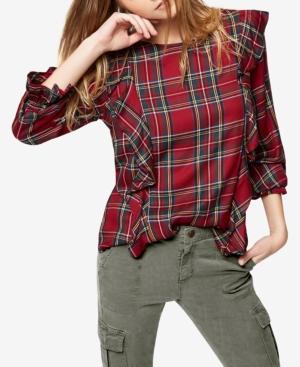 Sanctuary Ruffled Plaid Top