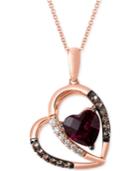 Le Vian Rhodolite Garnet (2-1/5 Ct. T.w.) And Diamond (1/10 Ct. T.w.) Heart Pendant Necklace In 14k Rose Gold.