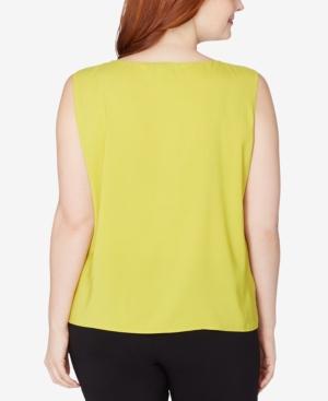 Tahari Asl Plus Size Ruffled Shell