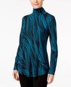Jm Collection Printed Turtleneck Top, Only At Macy's