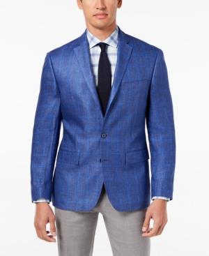 Ryan Seacrest Distinction Men's Modern-fit Blue Windowpane Sport Coat, Created For Macy's