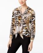 Thalia Sodi Printed Tie-front Blouse, Only At Macy's