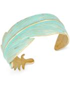 Lucky Brand Gold-tone Patina Feather Cuff Bracelet