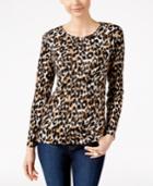 Charter Club Animal-print Long-sleeve Top, Only At Macy's