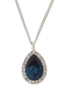 Givenchy Silver-tone Pave & Blue Stone Pendant Necklace