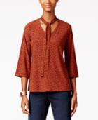 Style & Co. Printed Tie-neck Blouse, Only At Macy's