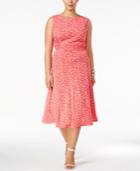 Jessica Howard Plus Size Floral-print Ruched A-line Dress