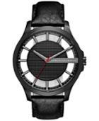 Ax Armani Exchange Men's Black Leather Strap Watch 46mm Ax2180