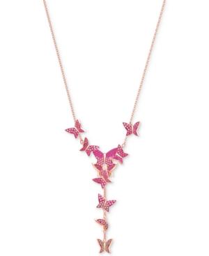 Swarovski Rose Gold-tone Butterfly 14-7/8 Lariat Necklace