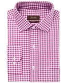 Tasso Elba Men's Classic/regular Fit Non-iron Mulberry Herringbone Gingham Dress Shirt, Only At Macy's