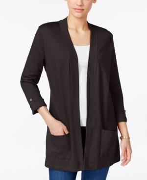 Karen Scott Petite Three-quarter-sleeve Cardigan, Only At Macy's