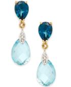 Blue Topaz (6-5/8 Ct. T.w.) & Diamond Accent Drop Earrings In 14k Gold