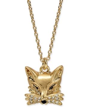Kate Spade New York Gold-tone Pave Fox Pendant Necklace, 16 + 3 Extender