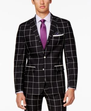 Tallia Men's Slim-fit Black And White Windowpane Sport Coat