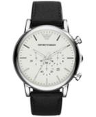 Emporio Armani Men's Chronograph Black Leather Strap Watch 46mm Ar1807