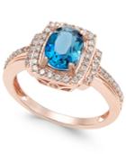 Blue Topaz (1-1/3 Ct. T.w.) & Diamond (1/3 Ct. T.w.) Ring In 14k Rose Gold