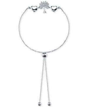 Unwritten Cubic Zirconia Family Tree Heart Slider Bracelet In Sterling Silver