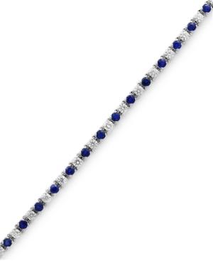 Effy Sapphire (3 Ct. T.w.) & Diamond (2-1/6 Ct. T.w.) Tennis Bracelet In 14k White Gold