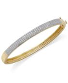 18k Gold Over Sterling Silver-plated Diamond Accent Hinge Bangle Bracelet