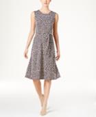 Charter Club Petite Belted Dot-print Fit & Flare Dress, Only At Macy's