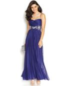 B Darlin Juniors' Pleated Applique Gown, A Macy's Exclusive
