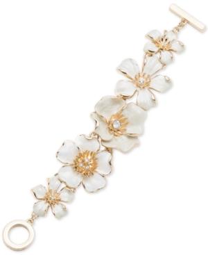 Anne Klein Gold-tone Five Flower Link Bracelet