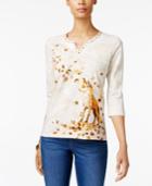 Alfred Dunner Embellished Fox-graphic Top