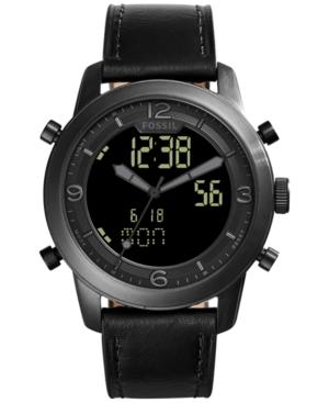 Fossil Men's Analog-digital Pilot 54 Black Leather Strap Watch 44mm Fs5174