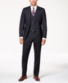 Calvin Klein Men's Slim-fit Charcoal Windowpane Vested Suit