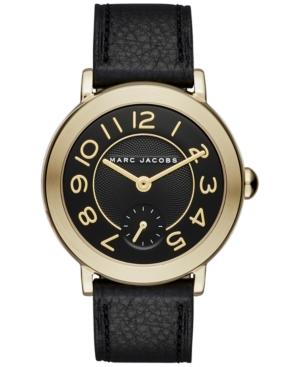 Marc Jacobs Women's Riley Black Leather Strap Watch 36mm