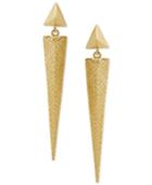 Pyramid Patterned Geometric Drop Earrings In 14k Gold