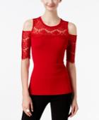 Inc International Concepts Lace Cold-shoulder Sweater, Only At Macy's