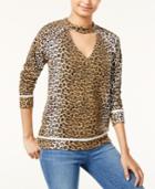 Self E Juniors' Printed Cutout Sweatshirt