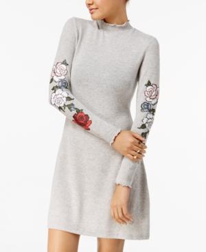 Ultra Flirt Juniors' Rose Graphic Sweater Dress
