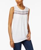 Style & Co Petite Embroidered Top, Created For Macy's