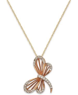 Diamond Accent Dragonfly Pendant Necklace In 10k Gold