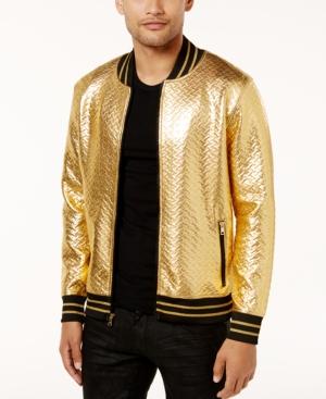 Inc International Concepts Men's Gold Chevron Bomber Jacket, Created For Macy's