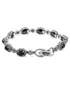 American West Black Agate Tennis Bracelet In Sterling Silver