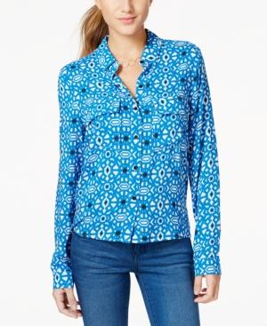 Jessica Simpson Printed Cutout-back Button-down Shirt