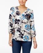 Charter Club Floral-print V-neck Blouse, Only At Macy's